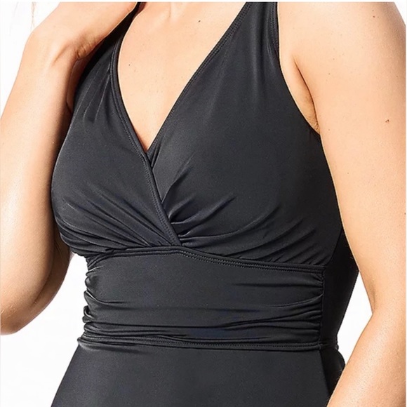 Swimsuit 1 Piece V-Neck Skirted- DENIM & COMPANY BEACH -Women's Size 24W - Picture 4 of 8